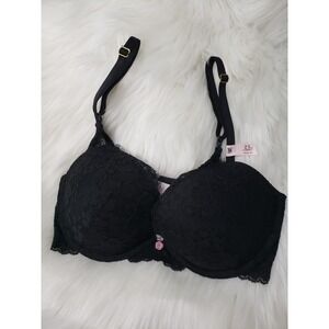 NEW Victoria's‎ Secret Push Up Bra Dream Angels SOLID Black Lace 32D